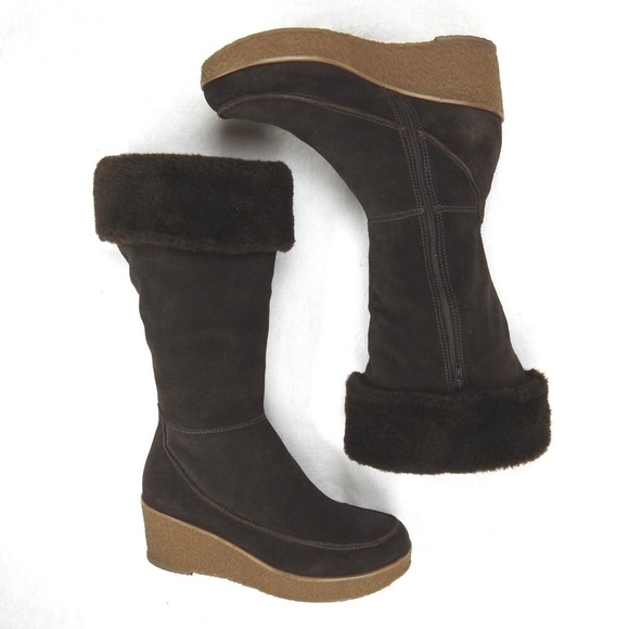Eddie Bauer Shoes - Eddie Bauer Womens Boots Winter Suede Fur Mid Calf